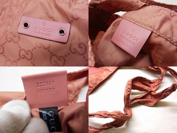 Gucci GG Pattern Nylon Eco Tote Bear Charm Out of Stock Pink — view 4