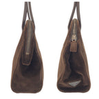Prada Brown Silver Velour Leather Tote — view 8