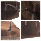 Prada Brown Silver Velour Leather Tote — view 5