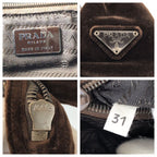 Prada Brown Silver Velour Leather Tote — view 4
