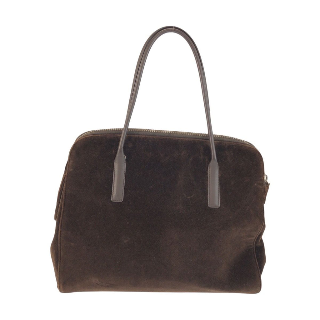 Prada Brown Silver Velour Leather Tote — view 2