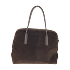 Prada Brown Silver Velour Leather Tote — view 2