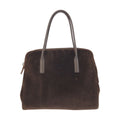 Prada Brown Silver Velour Leather Tote