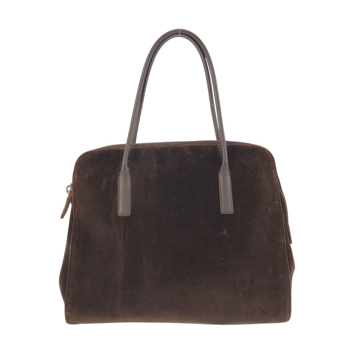 Prada Brown Silver Velour Leather Tote