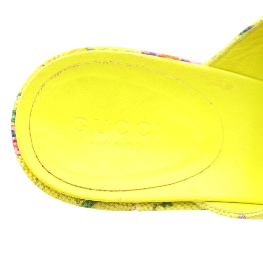 Gucci Sandals Canvas Chunky Heels Floral 36 Yellow BB — view 7