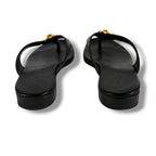 Chanel CC Logo Turnlock Flat Sandals Leather Black 36 Gold — view 4