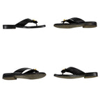 Chanel CC Logo Turnlock Flat Sandals Leather Black 36 Gold — view 7