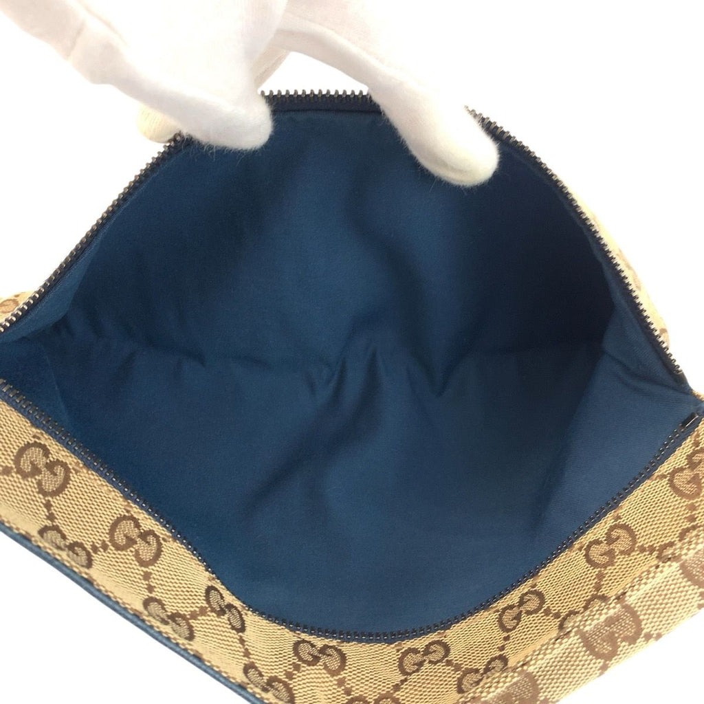 Gucci Sherry Line Brown Blue Silver GG Canvas Leather Belt Bag Waist Pouch — view 7