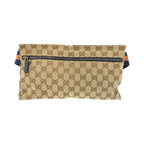 Gucci Sherry Line Brown Blue Silver GG Canvas Leather Belt Bag Waist Pouch — view 2