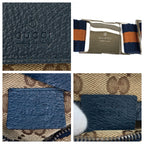 Gucci Sherry Line Brown Blue Silver GG Canvas Leather Belt Bag Waist Pouch — view 4