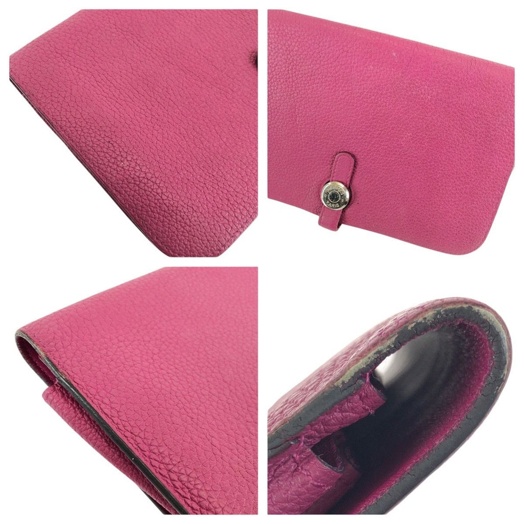 Hermes Dogon GM Rosepurple Pink Silver Togo Wallet — view 6