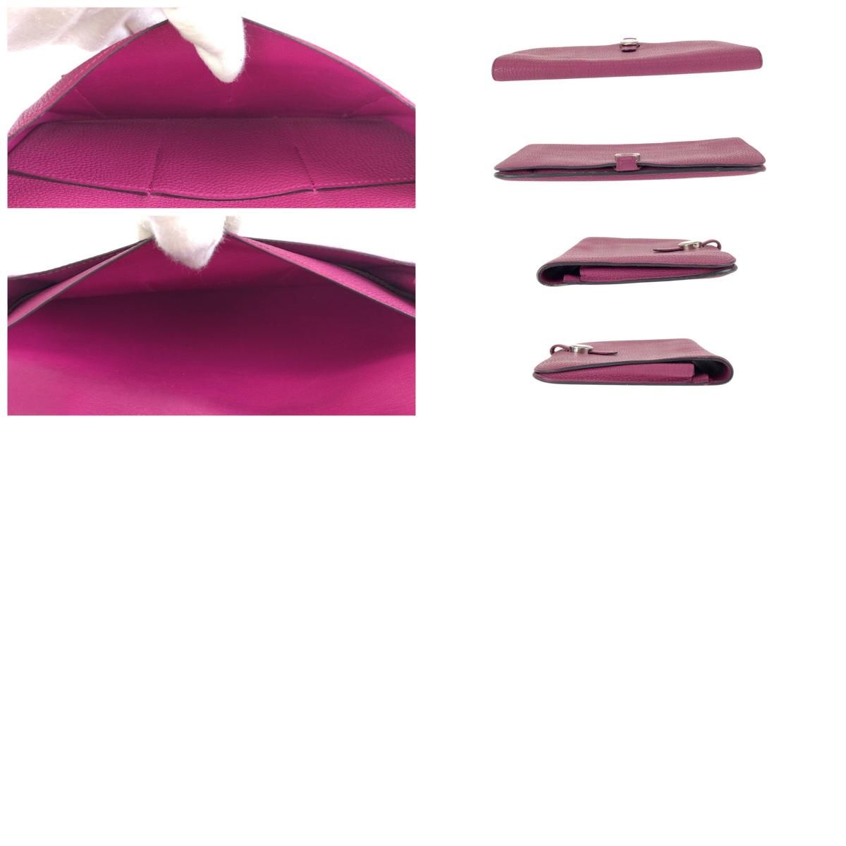 Hermes Dogon GM Rosepurple Pink Silver Togo Wallet — view 9