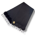 Fendi Scarf Large Shawl Fringe FF Logo Black