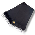 Fendi Scarf Large Shawl Fringe FF Logo Black