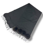 Fendi Scarf Large Shawl Fringe FF Logo Black — view 3
