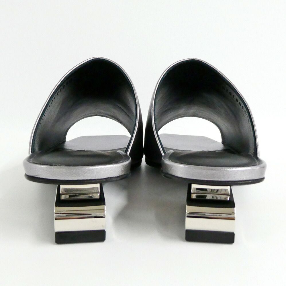 Hermes Mules Idole Silver 37 Chaine D'ancre Shoes — view 3