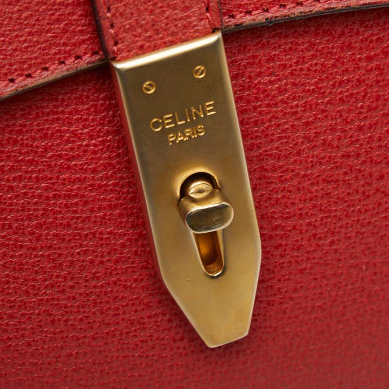 Celine 2-Way Shoulder Bag Top Handle Red Leather — view 9