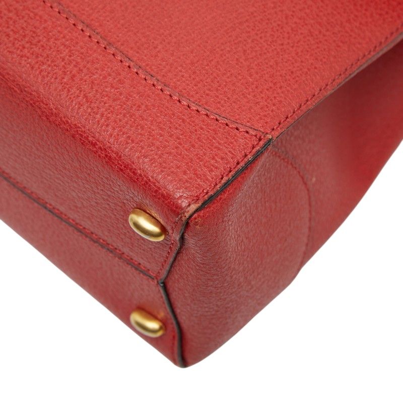 Celine 2-Way Shoulder Bag Top Handle Red Leather — view 5