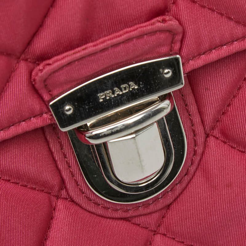 Prada Tessuto Quilted Crossbody Chain Shoulder Bag Ibisco Pink Nylon — view 6