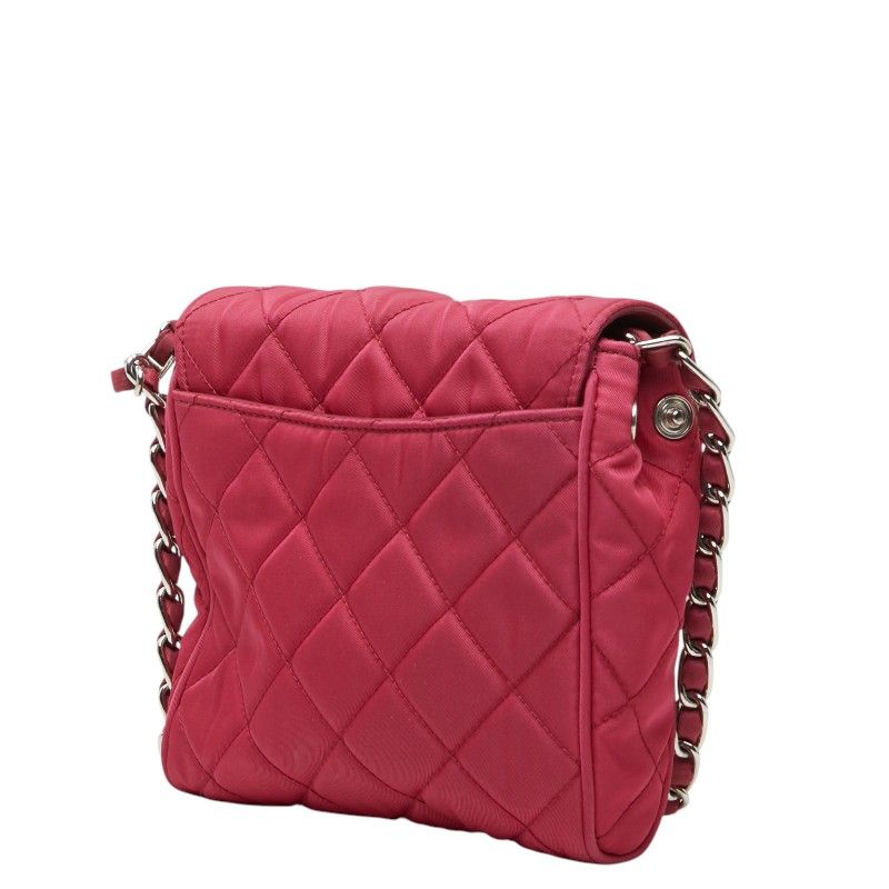 Prada Tessuto Quilted Crossbody Chain Shoulder Bag Ibisco Pink Nylon — view 2