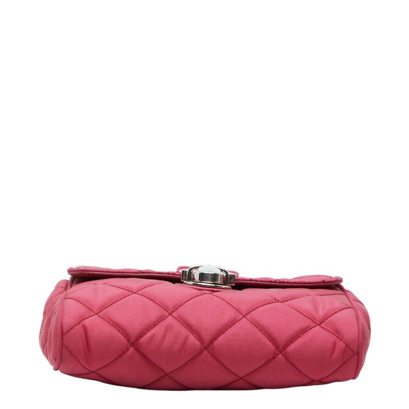 Prada Tessuto Quilted Crossbody Chain Shoulder Bag Ibisco Pink Nylon — view 3