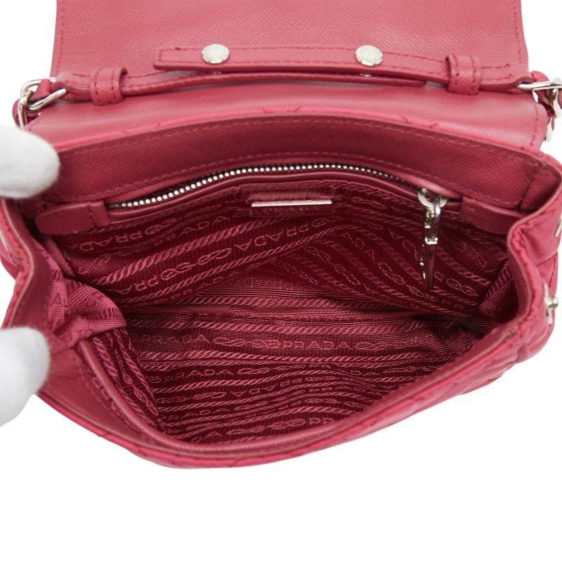 Prada Tessuto Quilted Crossbody Chain Shoulder Bag Ibisco Pink Nylon — view 8