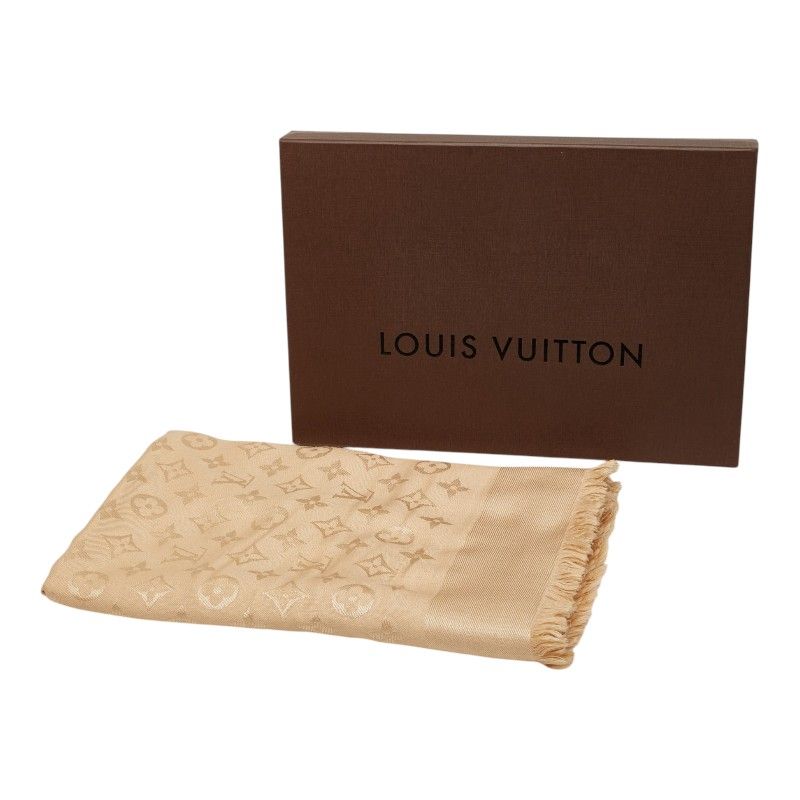 Louis Vuitton Shawl Monogram Beige Silk Wool 1- Scarf — view 5