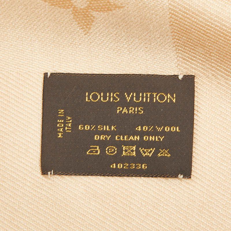 Louis Vuitton Shawl Monogram Beige Silk Wool 1- Scarf — view 4