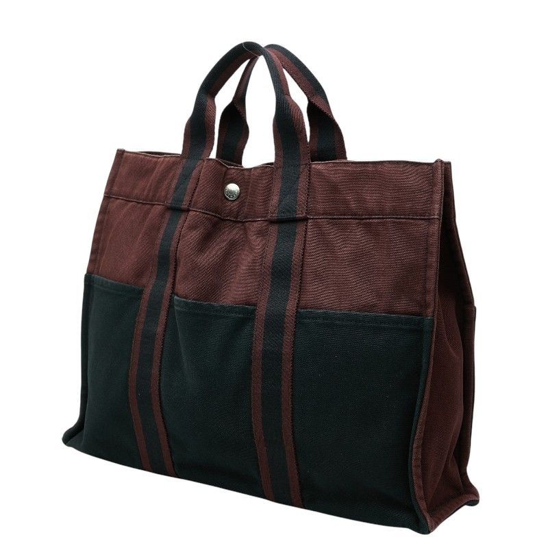 Hermes Fourre Tout MM Tote Wine Red Black Canvas — view 2