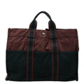 Hermes Fourre Tout MM Tote Wine Red Black Canvas