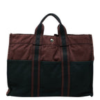 Hermes Fourre Tout MM Tote Wine Red Black Canvas