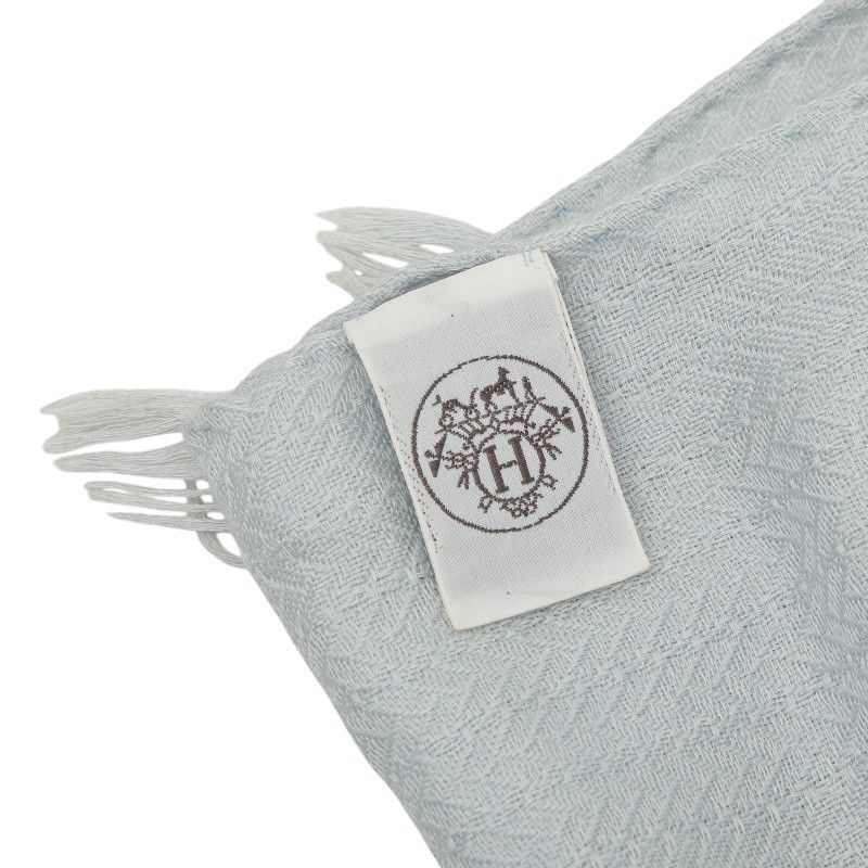 Hermes Shawl Blue Cashmere Silk 1- Scarf — view 4