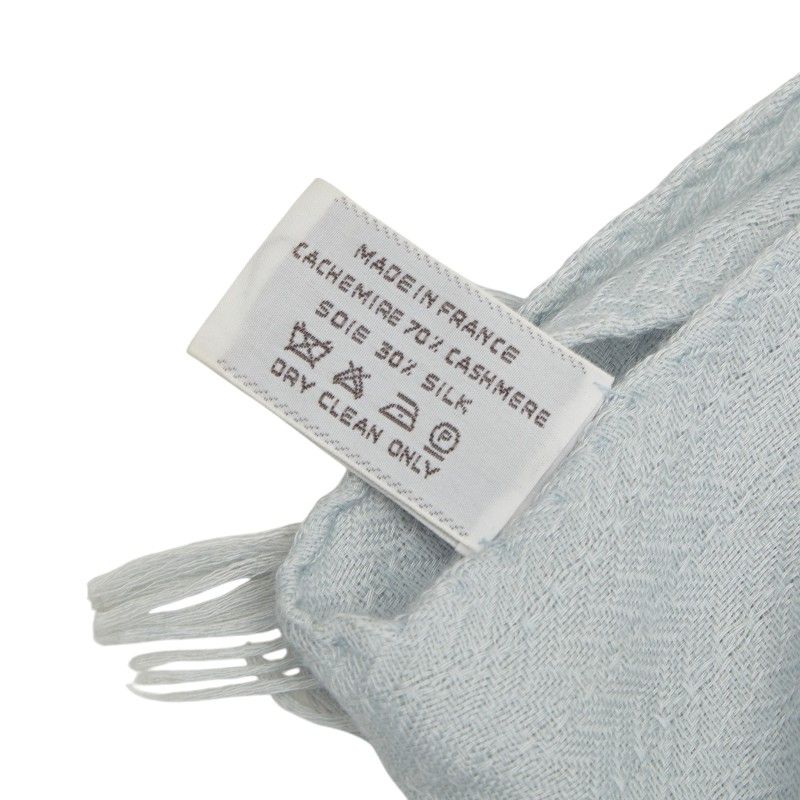 Hermes Shawl Blue Cashmere Silk 1- Scarf — view 5