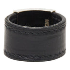 Hermes Lurie Ring Black Silver Leather Metal — view 3