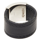 Hermes Lurie Ring Black Silver Leather Metal — view 4