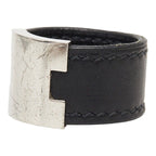 Hermes Lurie Ring Black Silver Leather Metal — view 2