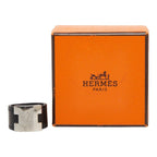 Hermes Lurie Ring Black Silver Leather Metal — view 5