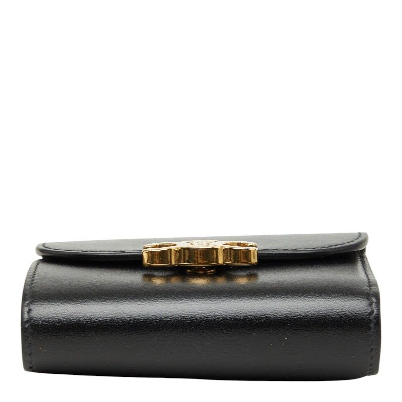 Celine Triomphe Small Wallet Trifold Black Leather — view 3