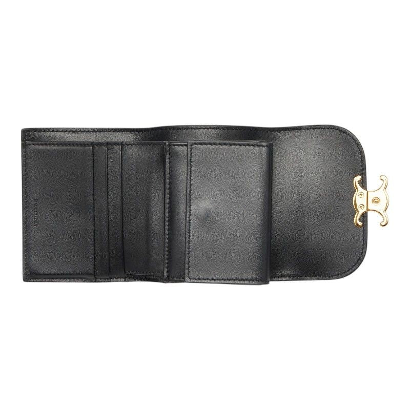 Celine Triomphe Small Wallet Trifold Black Leather — view 6