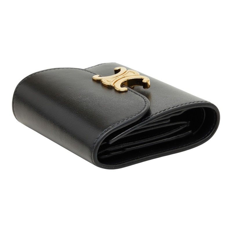 Celine Triomphe Small Wallet Trifold Black Leather — view 5