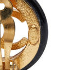 Chanel CC Logo Vintage Round Earrings 97 Black Gold Plated Plastic — view 4