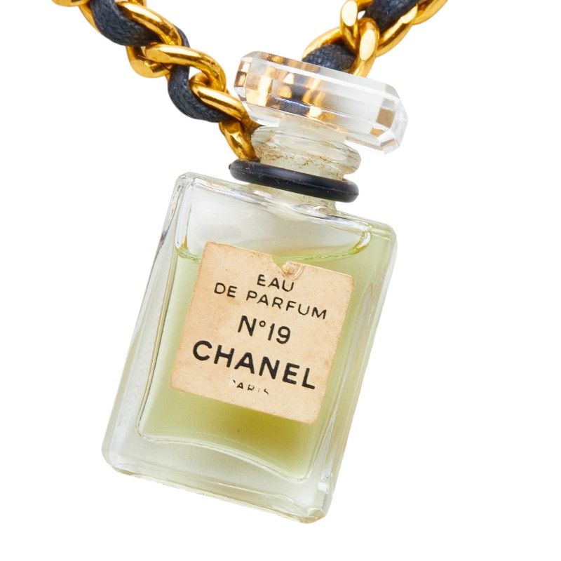 Chanel Perfume Bottle Chain Pendant Gold Plated Plastic