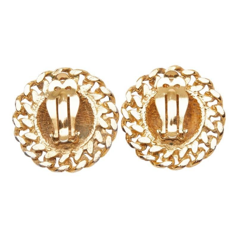 Chanel CC Logo Round Earrings Gold Plated — view 3