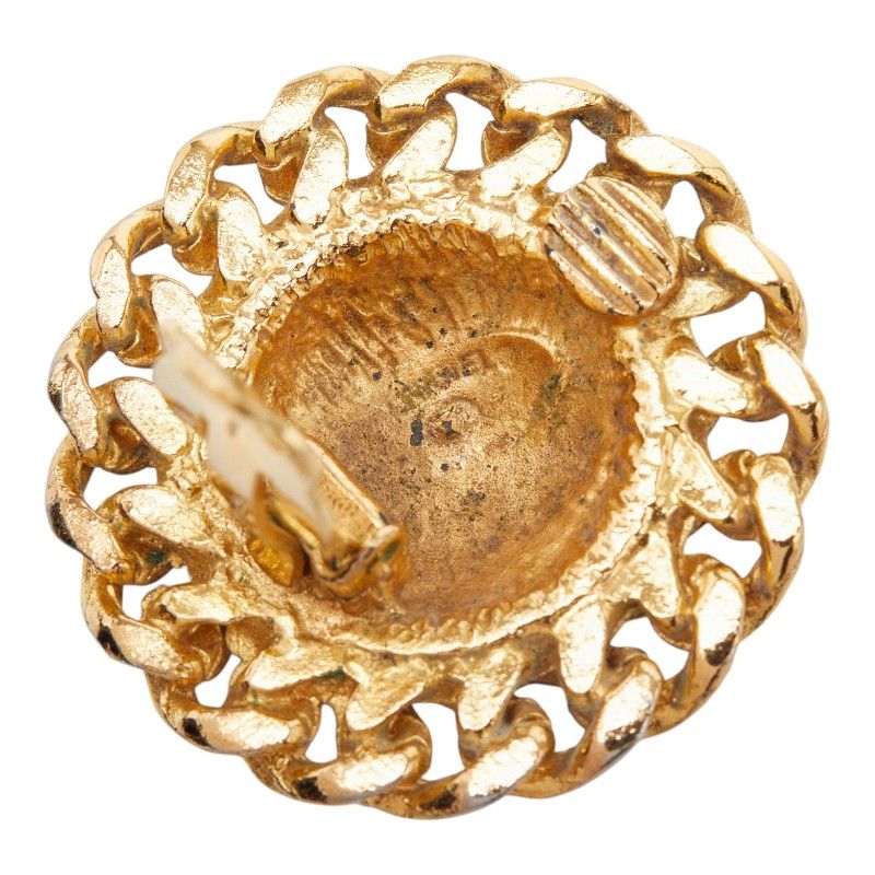 Chanel CC Logo Round Earrings Gold Plated — view 5