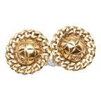 Chanel CC Logo Round Earrings Gold Plated