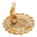 Chanel CC Logo Round Earrings Gold Plated — view 4