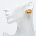 Chanel CC Logo Round Earrings Gold Plated — view 6