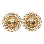 Chanel CC Logo Round Earrings Gold Plated — view 2