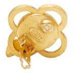 Chanel CC Logo Flower Vintage Earrings 95 Gold Plated Faux Pearl — view 4