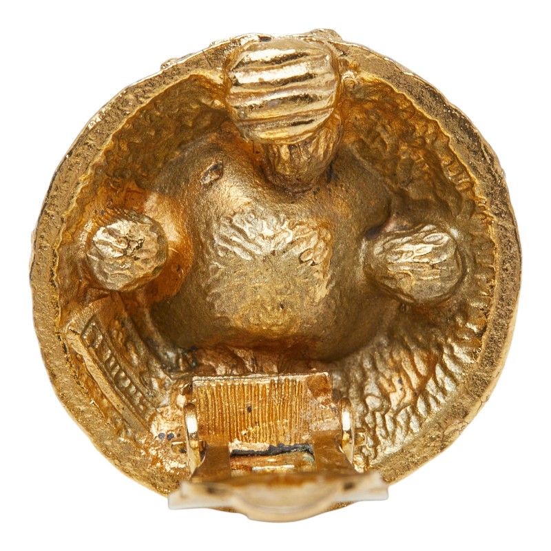 Chanel Round Earrings Gold Plated Rhinestone — view 4